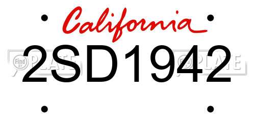 2SD1942 California License Plate