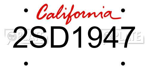 2SD1947 California License Plate