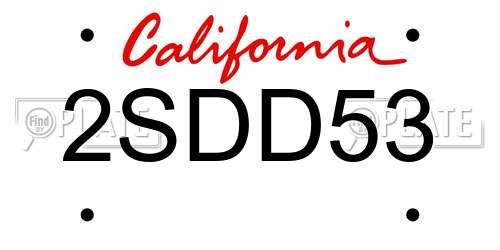 2SDD53 California License Plate