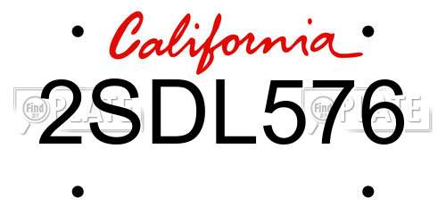 2SDL576 California License Plate