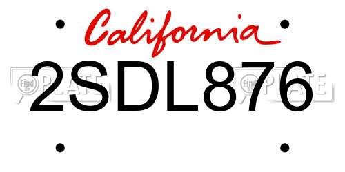 2SDL876 California License Plate