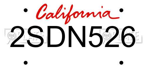 2SDN526 California License Plate
