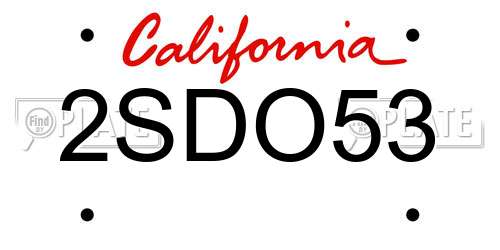 2SDO53 California License Plate