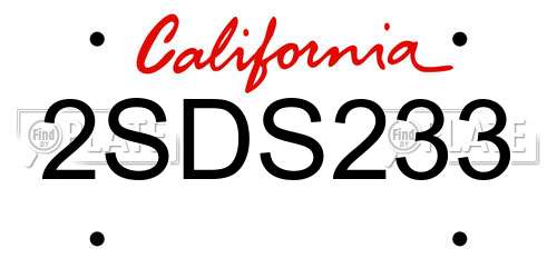 2SDS233 California License Plate