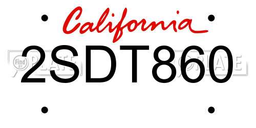 2SDT860 California License Plate
