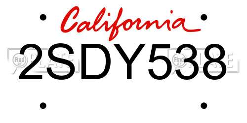 2SDY538 California License Plate