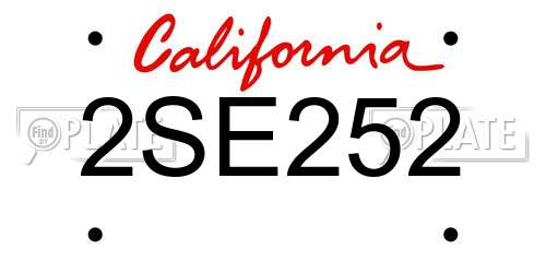 2SE252 California License Plate