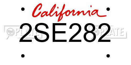 2SE282 California License Plate