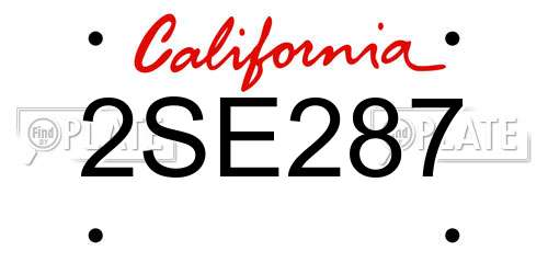 2SE287 California License Plate