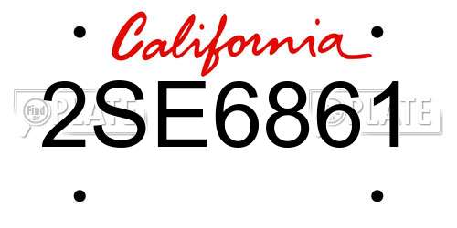 2SE6861 California License Plate