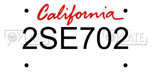 2SE702 California License Plate