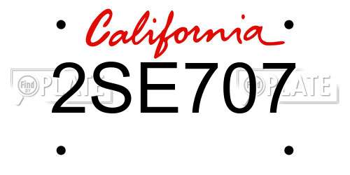 2SE707 California License Plate