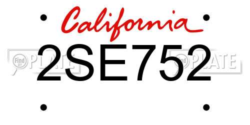 2SE752 California License Plate