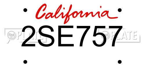 2SE757 California License Plate