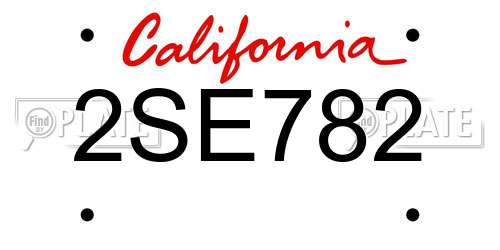 2SE782 California License Plate