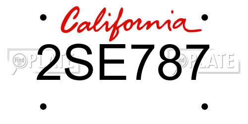 2SE787 California License Plate