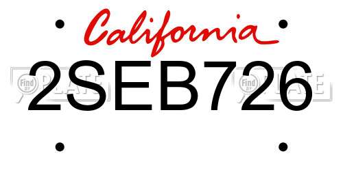 2SEB726 California License Plate