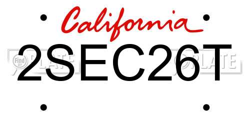 2SEC26T California License Plate