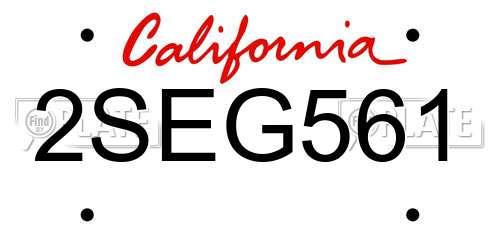 2SEG561 California License Plate