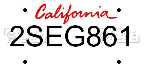 2SEG861 California License Plate