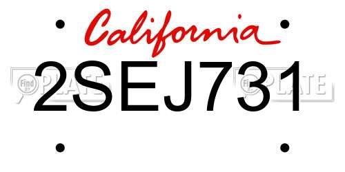 2SEJ731 California License Plate