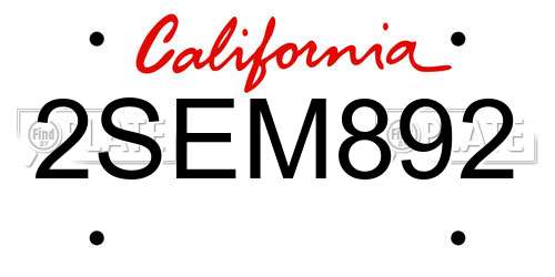 2SEM892 California License Plate