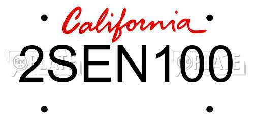 2SEN100 California License Plate
