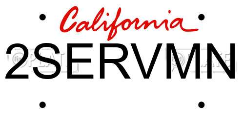 2SERVMN California License Plate