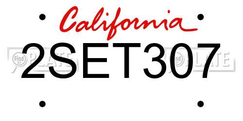 2SET307 California License Plate
