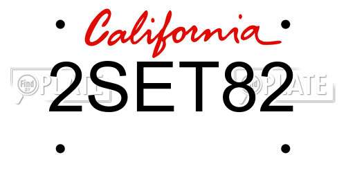 2SET82 California License Plate