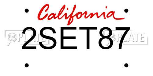 2SET87 California License Plate