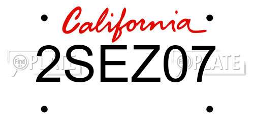 2SEZ07 California License Plate