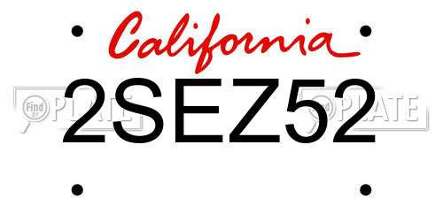 2SEZ52 California License Plate