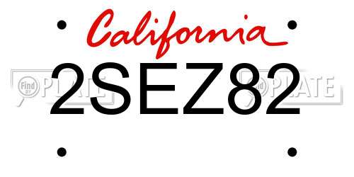 2SEZ82 California License Plate