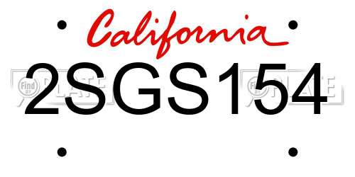 2SGS154 California License Plate