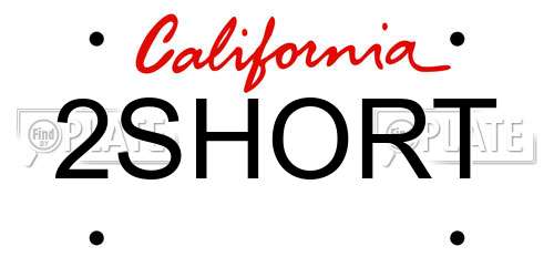 2SHORT California License Plate