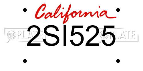 2SI525 California License Plate