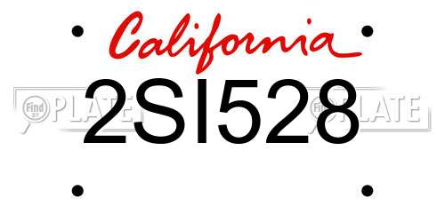 2SI528 California License Plate