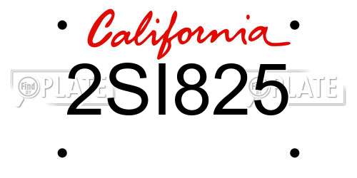 2SI825 California License Plate