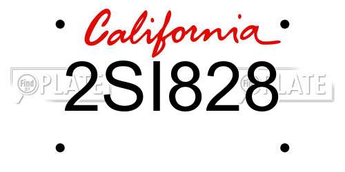 2SI828 California License Plate