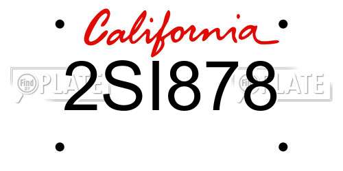 2SI878 California License Plate