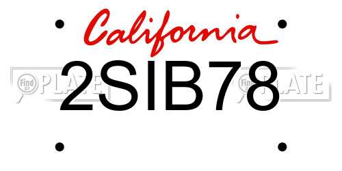 2SIB78 California License Plate