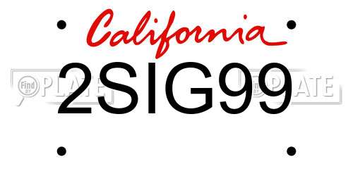 2SIG99 California License Plate