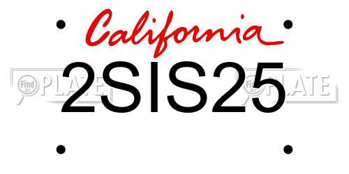 2SIS25 California License Plate