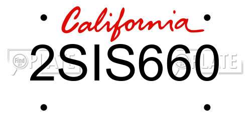 2SIS660 California License Plate
