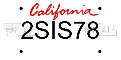 2SIS78 California License Plate