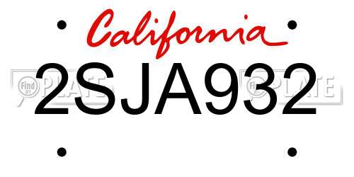 2SJA932 California License Plate