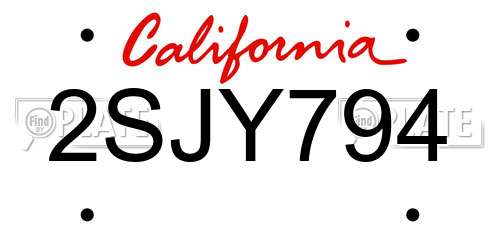 2SJY794 California License Plate