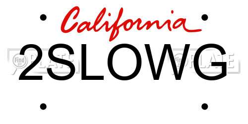 2SLOWG California License Plate