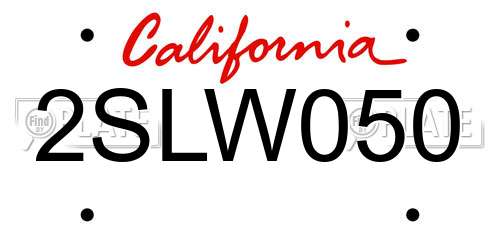 2SLW050 California License Plate